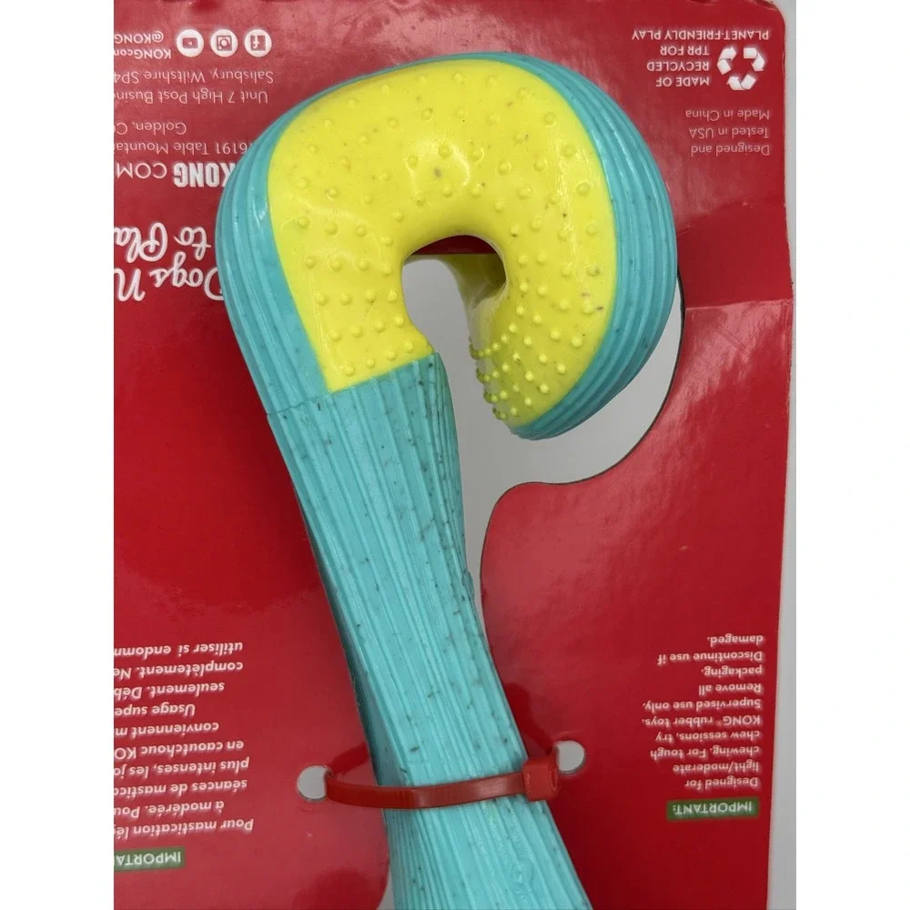 KONG Rerun Whoosh Bone Dog Toy M/L Treat Holding Fetch Teal Yellow PRW12